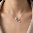 Silver Butterfly & Baguette Pendant 925 Sterling Silver Chain for Women