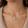 Silver Butterfly & Baguette Pendant 925 Sterling Silver Chain for Women