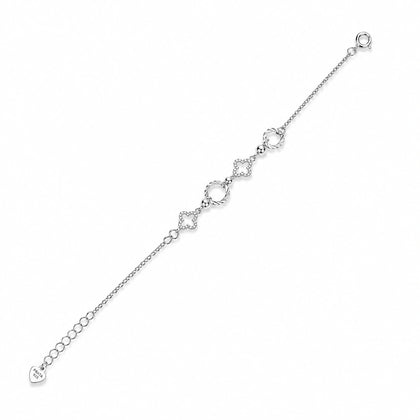 Silver 925 sterling silver circle square charm bracelet for women