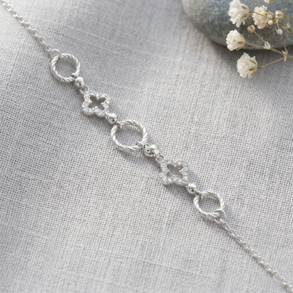 Silver 925 sterling silver circle square charm bracelet for women