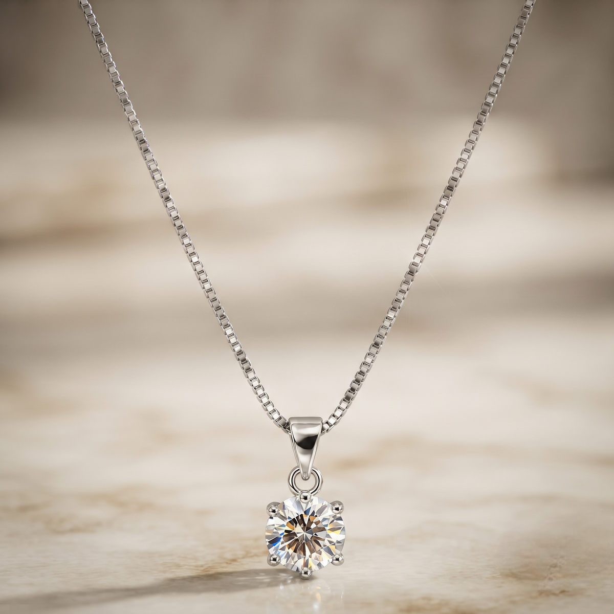 Silver Classic Solitaire Pendant