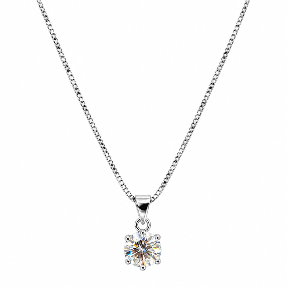 Silver Classic Solitaire Pendant
