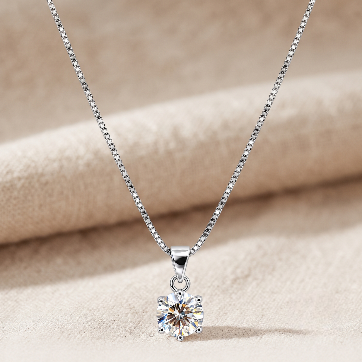 Silver Classic Solitaire Pendant
