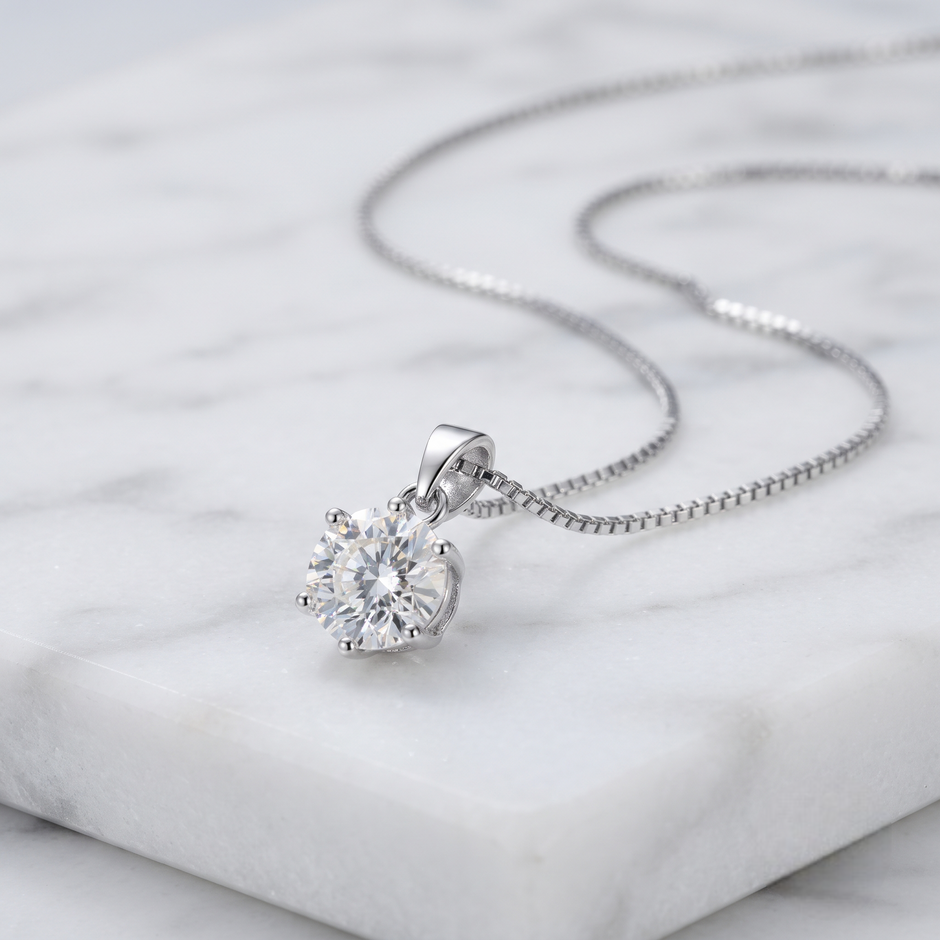 Silver Classic Solitaire Pendant