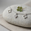 Silver 925 sterling silver clover charm bracelet for women
