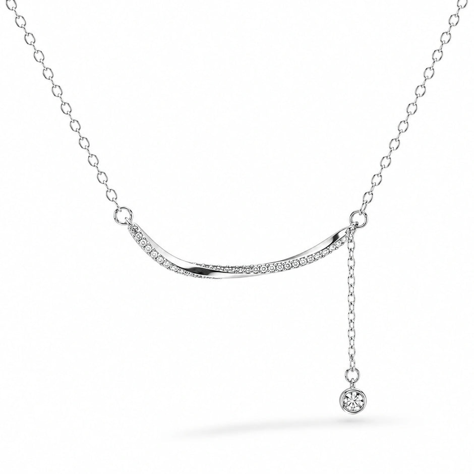 Silver Curved Bar 925 Sterling Silver Pendant Chain for Women