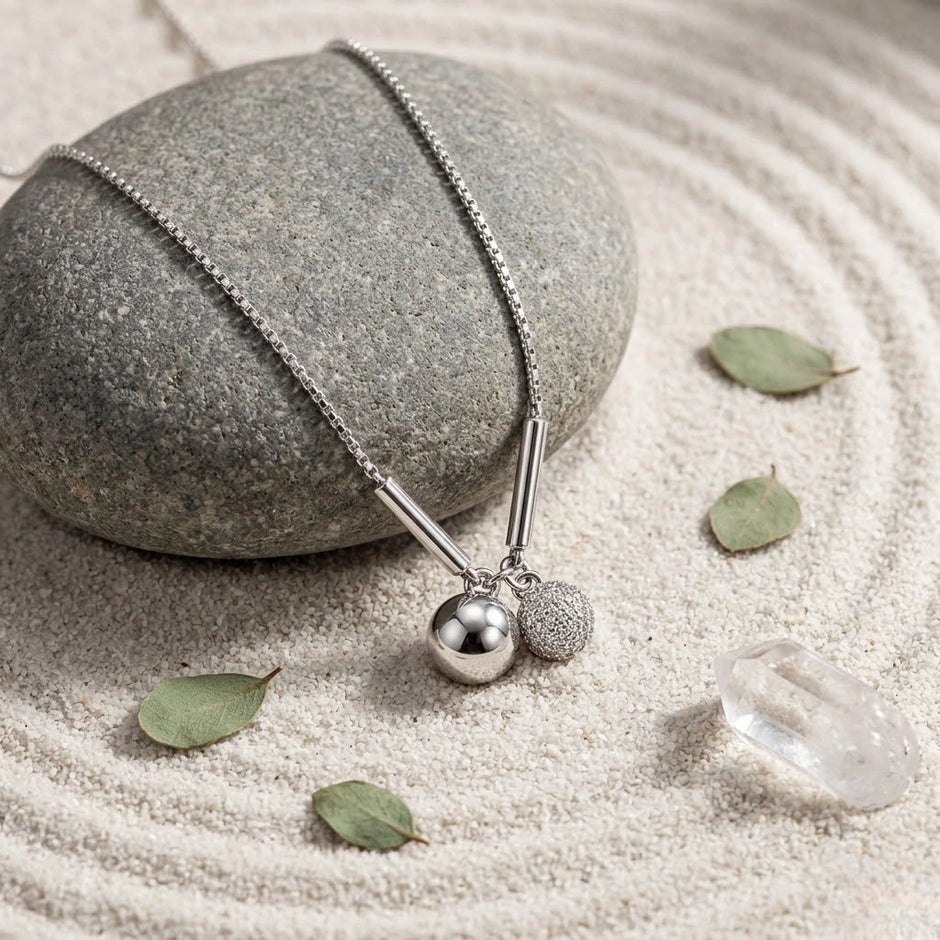 Silver Double Charm 925 Sterling Silver Pendant Chain for Women