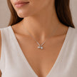 Silver Double Charm 925 Sterling Silver Pendant Chain for Women