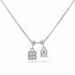 Silver Double Square White Stone Pendant Chain for Women