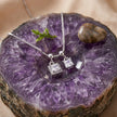 Silver Double Square White Stone Pendant Chain for Women