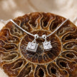 Silver Double Square White Stone Pendant Chain for Women
