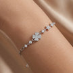 Silver 925 sterling silver floral star bracelet for women