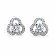 Silver Flower Circle Diamond 925 Sterling Silver Stud Earrings for Women________________________________________