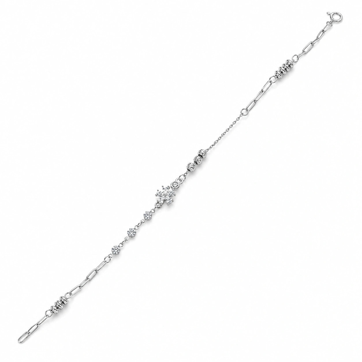 Silver 925 sterling silver flower bracelet for women