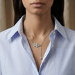 Silver Flower & Square Charm 925 Sterling Silver Pendant Chain for Women