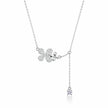 Silver Flower & Square Charm 925 Sterling Silver Pendant Chain for Women