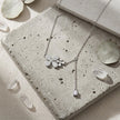 Silver Flower & Square Charm 925 Sterling Silver Pendant Chain for Women