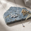 Silver Flower & Square Charm 925 Sterling Silver Pendant Chain for Women