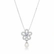 Silver Flower & Teardrop Pendant 925 Sterling Silver Chain for Women