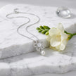 Silver Flower & Teardrop Pendant 925 Sterling Silver Chain for Women