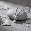 Silver Flower & Teardrop Pendant 925 Sterling Silver Chain for Women