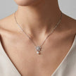 Silver Flower & Teardrop Pendant 925 Sterling Silver Chain for Women