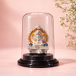 Silver Ganesh devotional murti elegant glass dome home decor