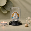 Silver Ganesh devotional murti elegant glass dome home decor