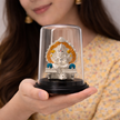 Silver Ganesh devotional murti elegant glass dome home decor
