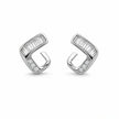 Silver Geometric Baguette Diamond 925 Sterling Silver Stud Earrings for Women