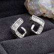 Silver Geometric Baguette Diamond 925 Sterling Silver Stud Earrings for Women