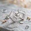 Silver Geometric Baguette Diamond 925 Sterling Silver Stud Earrings for Women