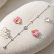 Silver 925 sterling silver heart bracelet with pink stone for women