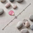 Silver 925 sterling silver heart bracelet with pink stone for women
