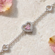 Silver 925 sterling silver heart bracelet with pink stone for women
