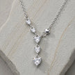 Silver Heart Drop White Stone 925 Sterling Silver Pendant Chain for Women