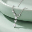 Silver Heart Drop White Stone 925 Sterling Silver Pendant Chain for Women