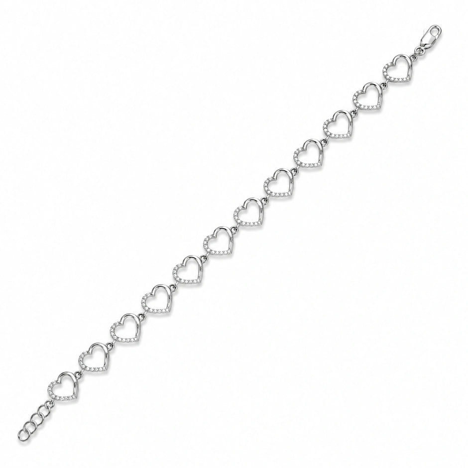 Silver 925 sterling silver heart bracelet for women