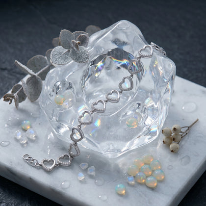 Silver 925 sterling silver heart bracelet for women