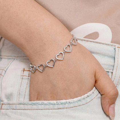 Silver 925 sterling silver heart bracelet for women