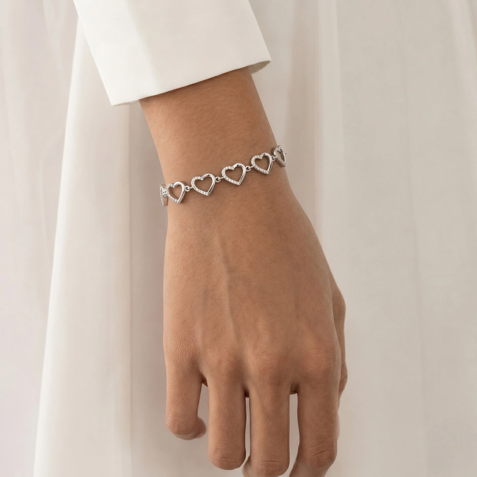 Silver 925 sterling silver heart bracelet for women