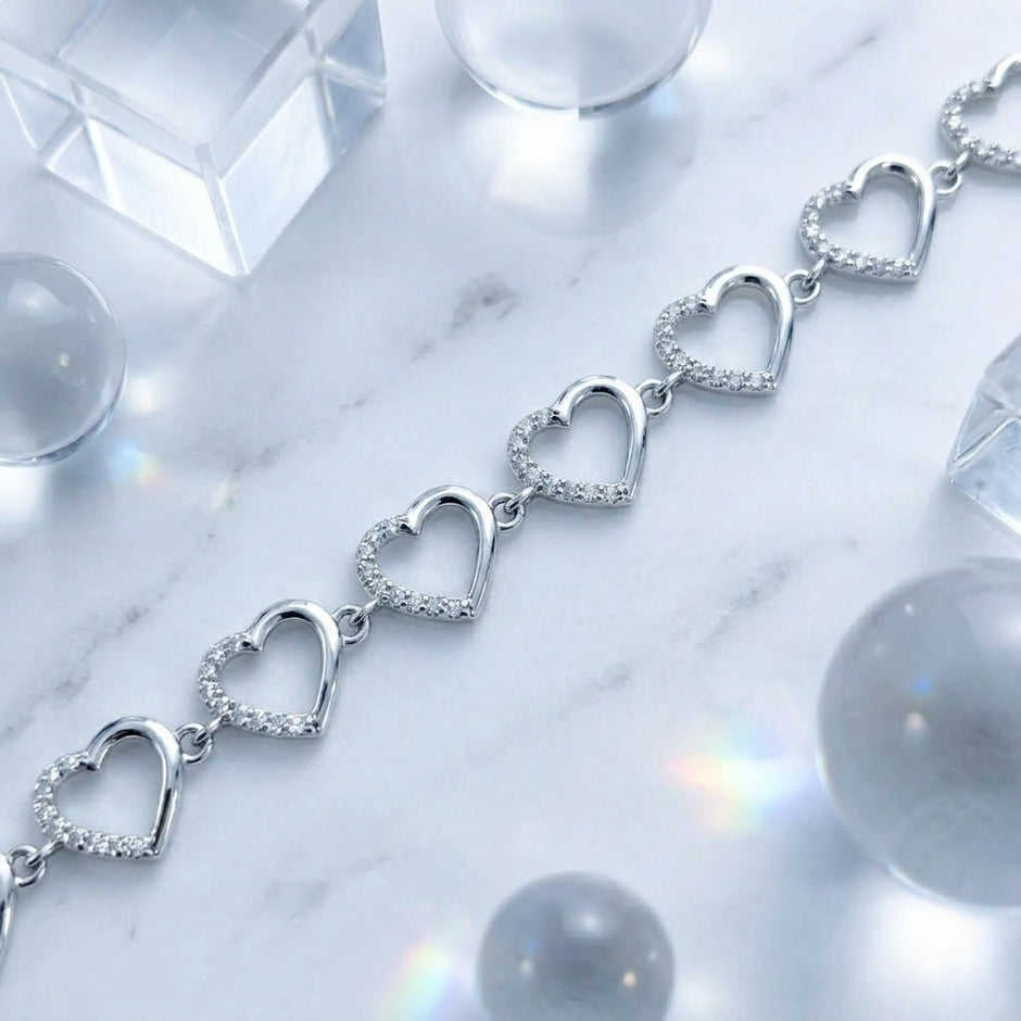Silver 925 sterling silver heart bracelet for women