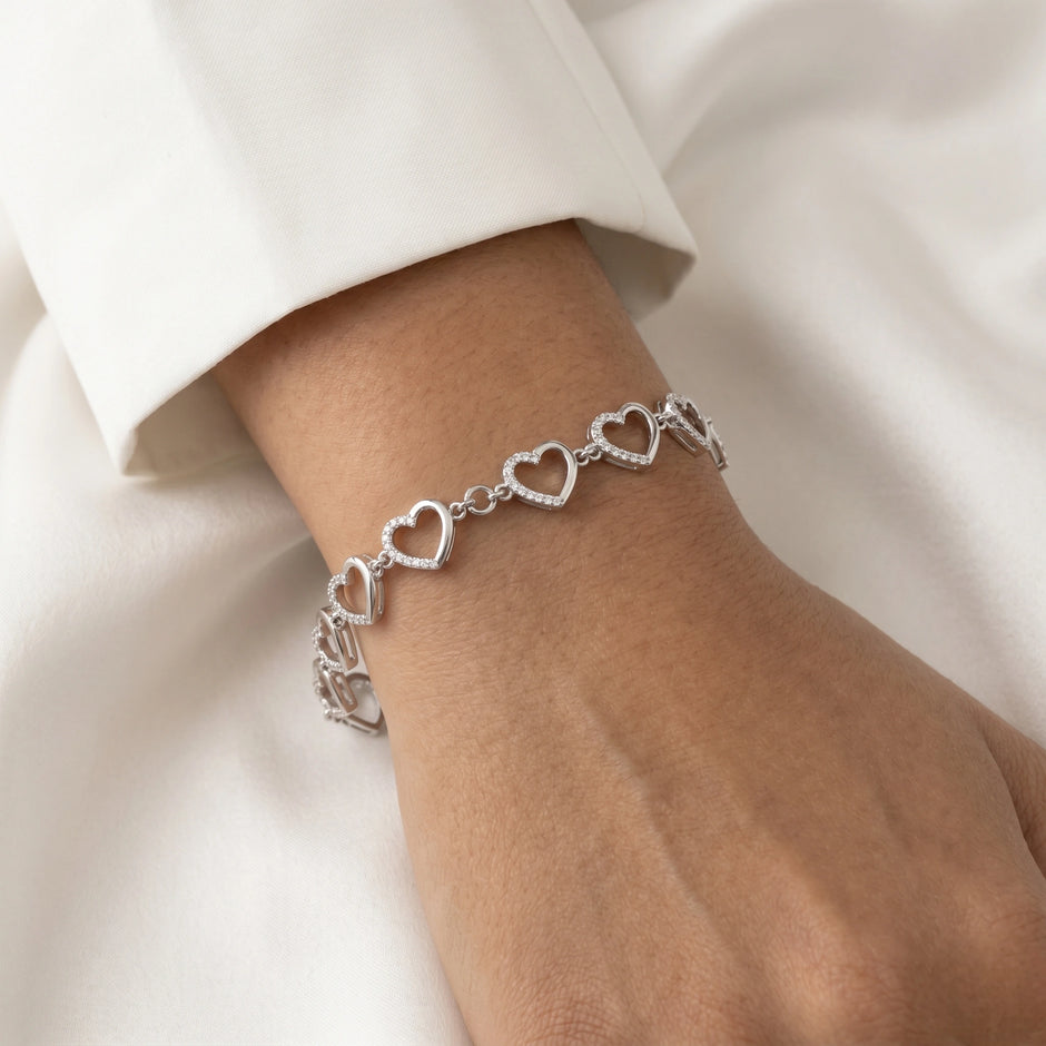 Silver 925 sterling silver heart bracelet for women