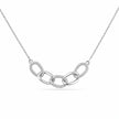 Silver Interlinked Oval White Stone 925 Sterling Silver Pendant Chain for Women