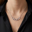 Silver Interlinked Oval White Stone 925 Sterling Silver Pendant Chain for Women