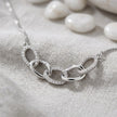 Silver Interlinked Oval White Stone 925 Sterling Silver Pendant Chain for Women
