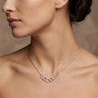 Silver Interlinked Oval White Stone 925 Sterling Silver Pendant Chain for Women