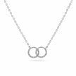 Silver Interlocking Circle CZ 925 Sterling Silver Pendant Chain for Women