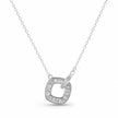 Silver Interlocking Square & Heart CZ 925 Sterling Silver Pendant Chain for Women