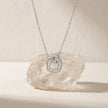 Silver Interlocking Square & Heart CZ 925 Sterling Silver Pendant Chain for Women
